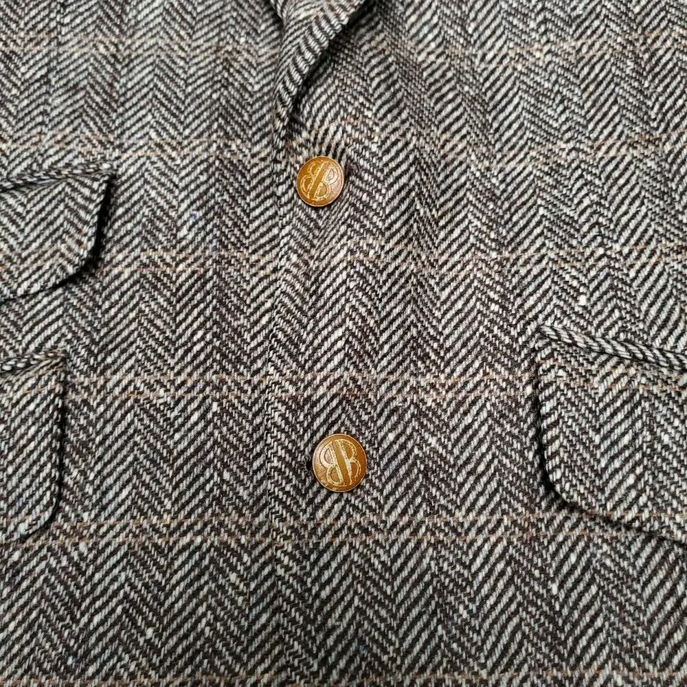 Vintage Ivy Prep Classic Professor Brown Wool Tweed Jacket Blazer Sport Coat 40L